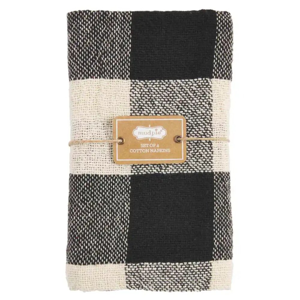 Mud Pie Black Pattern Napkin Set/Set of Four/NWT